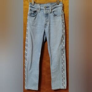 Levi's 501 Original Sport Striped  Crop Jeans High Rise Sz 00 24x26